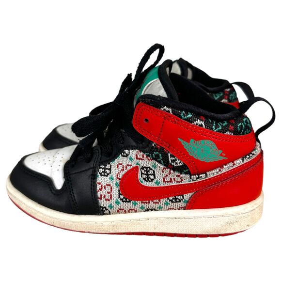 Nike DM1210-150 Air Jordan 1 Mid Ugly Christmas Sweater Youth Size 13C - Picture 7 of 7